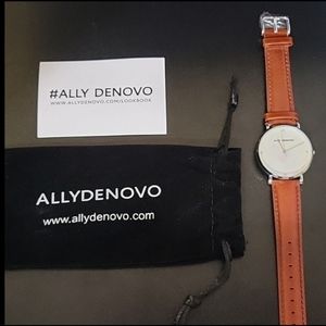 ALLY DENOVO Watch Gaia Pearl Silver White / Tan AF5003 1